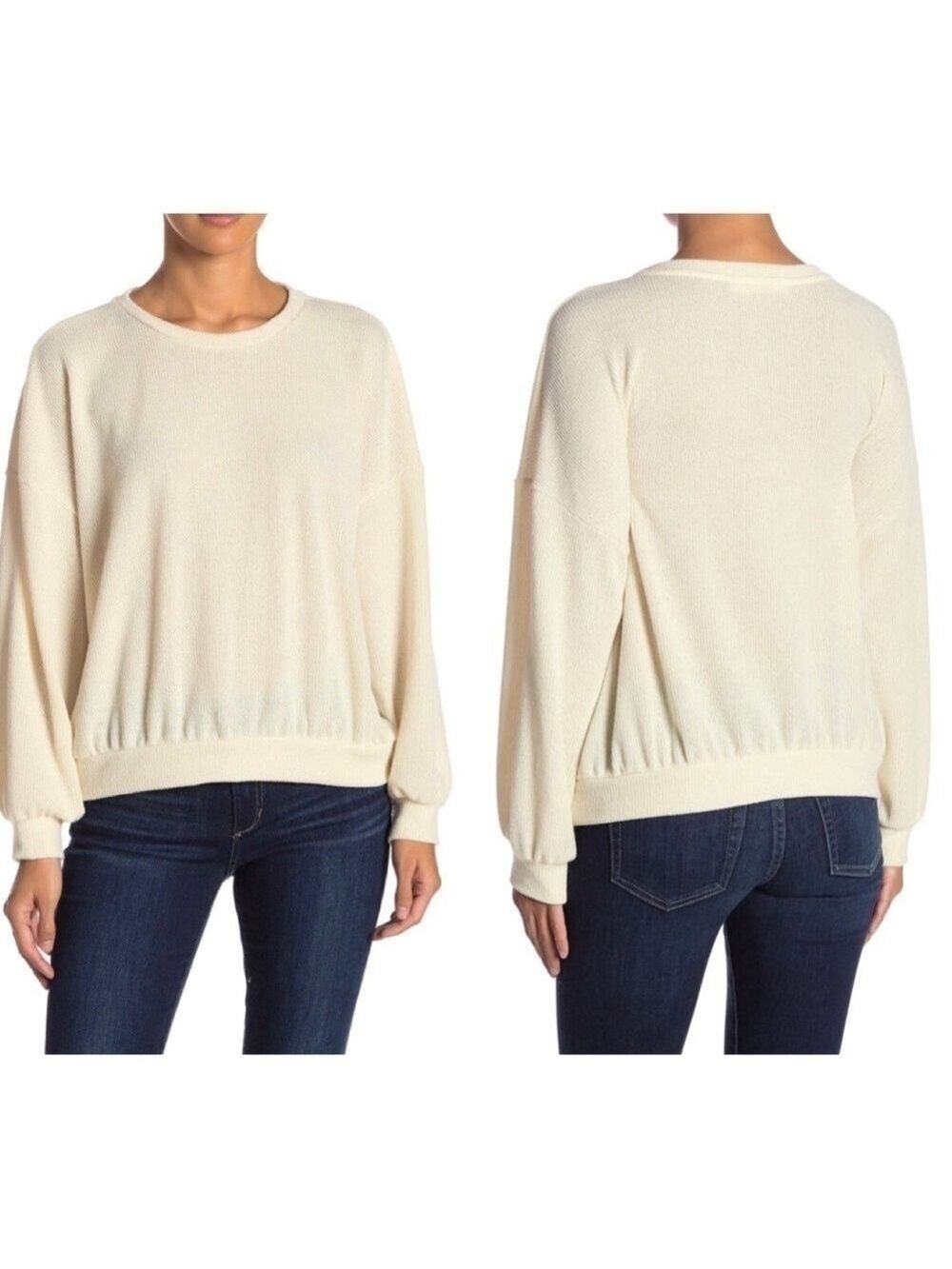 LUSH Cream Color Knit Dolman Sweatshirt NWOT